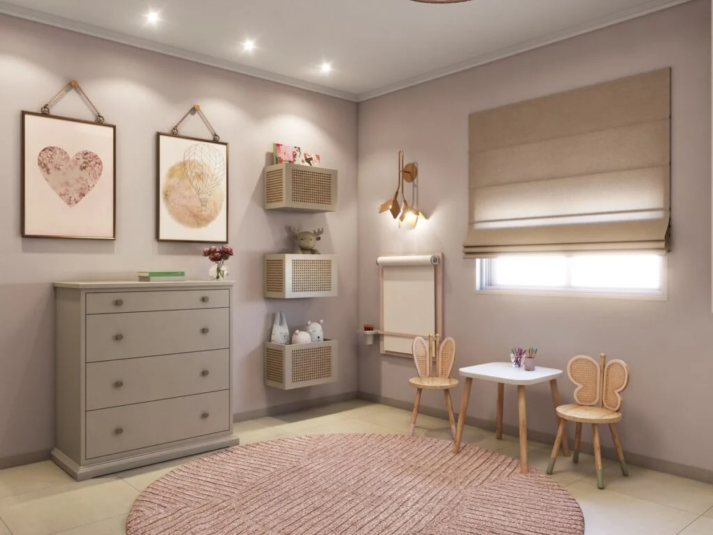 Quarto infantil com mobiliário infantil e luminárias Accord